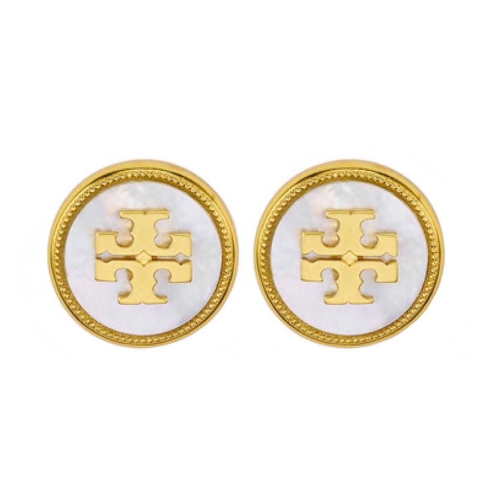 TORY BURCH • Semiprecious Stone Logo Earrings - Picture 1 of 7